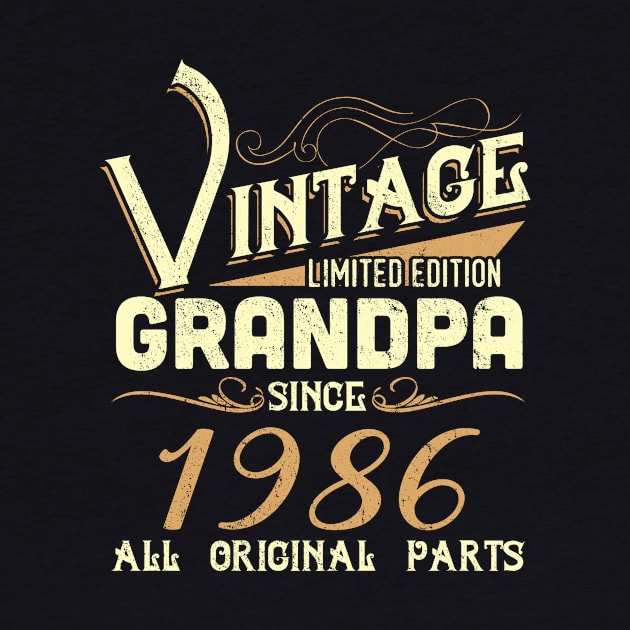 Vintage Grandpa Since 1986 Funny Man Myth Legend Daddy by johnbbmerch